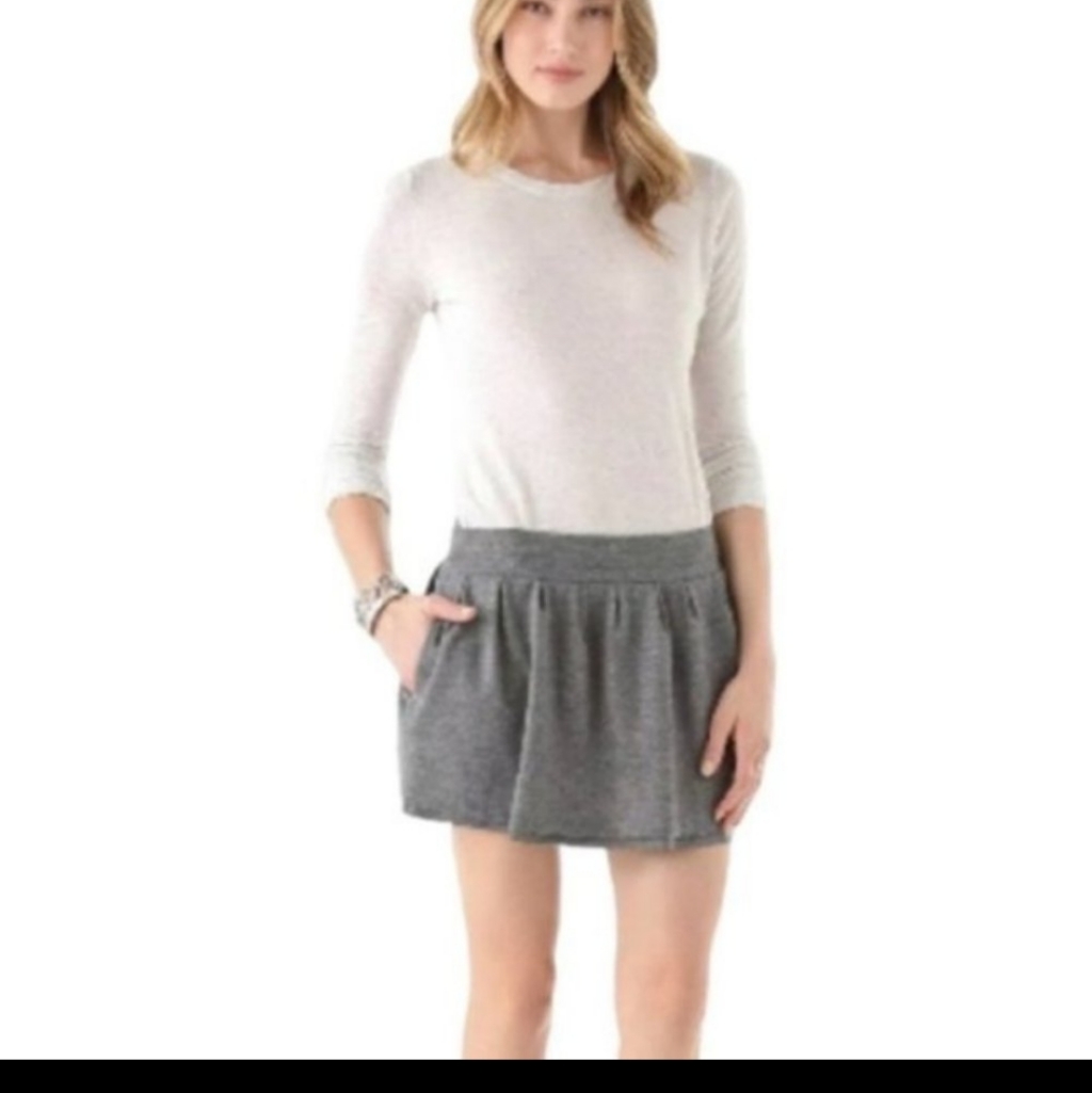 Diane Von Furstenberg Grey Addie Mini Skirt Pleated With Pockets
